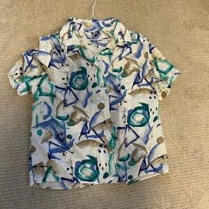 Funky Watercolour Art 80s Blouse